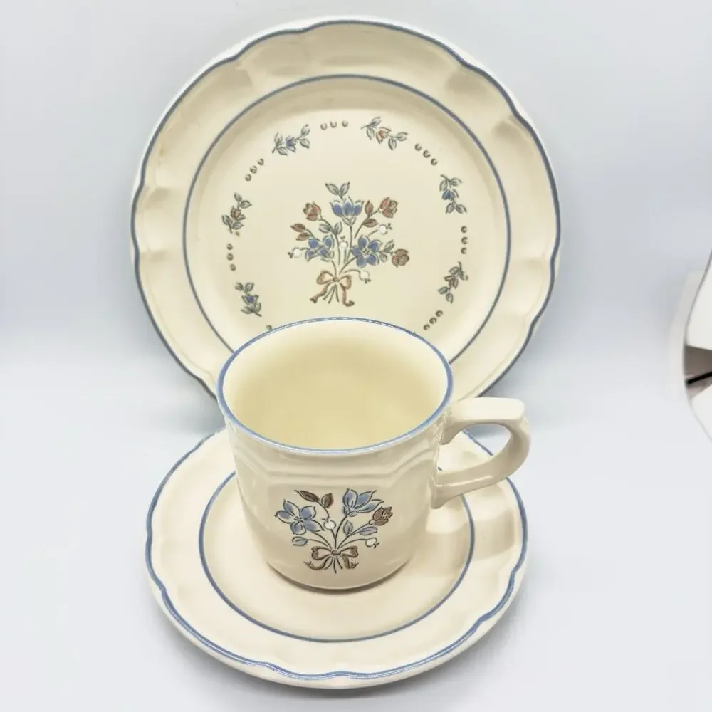 Cordella Collection Bluet Stoneware Coffee Cup Mug Saucer Salad Plate 3Pc Set
